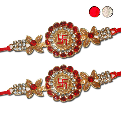 "Stone Studded Rakhi - SR-9030 A -code016 (2 RAKHIS) - Click here to View more details about this Product